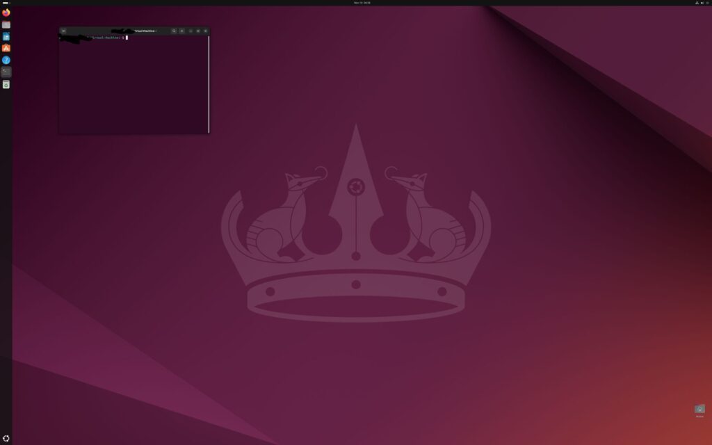 Image of Ubuntu version 24 desktop with Terminal window open.